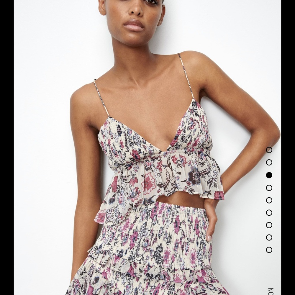 Zara printed top with metallic thread